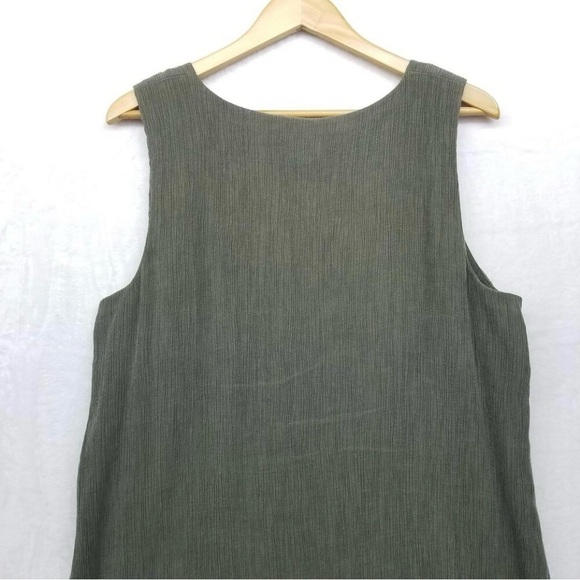 J. Jill Pure Jill Lagenlook Tank Dress XL Dark Olive Green Gauze Jersey layered - Picture 5 of 11